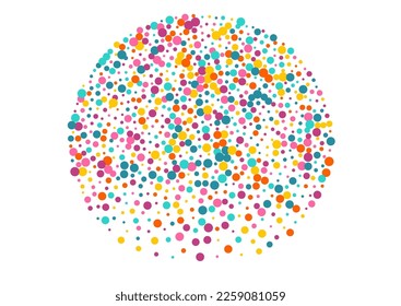Color Rain Carnaval Vector White Background. FallingFestive Polka Texture. Fun Dust Wallpaper. Bright Round Invitation Illustration.