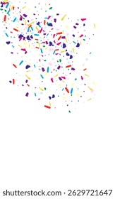 Color Rain Happy Vector White Background. Saturated Transparent Splash Invitation. Acid Fraction Abstract Illustration. Trendy Grit Falling Banner.
