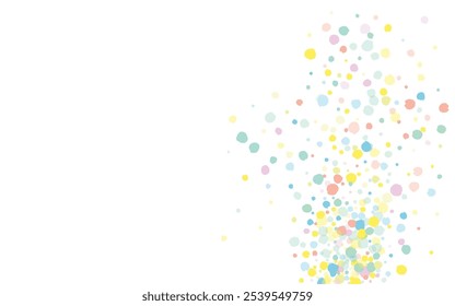 Color Rain Happy White Background. Fun Polka Wallpaper. Celebration Circle Texture. Orange Splash Abstract Design.