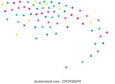 Color Rain Invitation Vector White Background. Christmas Splash Invitation. Carnival Starfall Design. Falling Dust Carnaval Wallpaper.