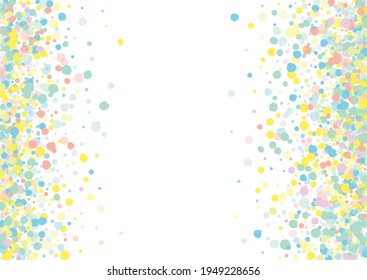 Color Rain Invitation White Background. Festival Dust Wallpaper. Celebrate Shine Invitation. Green Dot Decoration Background.