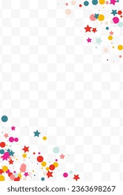 Color Rain Top Vector Transparent Background. Fun Dot Background. Decoration Dust Postcard. Rainbow Round Flying Invitation.