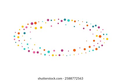 Color Rain Transparent Vector White Background. Flying Confetti Pattern. Carnival Polka Backdrop. Multicolored Circle Carnaval Illustration.