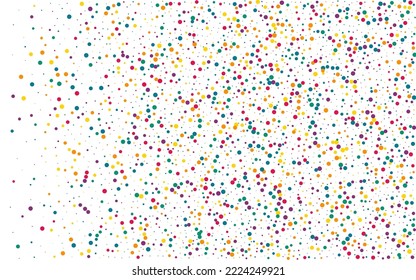 Color Rain Transparent White Background. Effect Dot Illustration. Flying Confetti Texture. Yellow Splash Decoration Wallpaper.