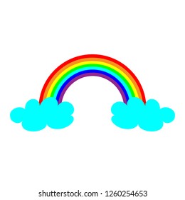 Color Rainbow With blue Clouds, Vector Illustration on white background