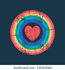 Color Rainbow circle with heart. Vector Illustration