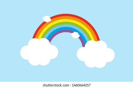 Color Rainbow With Clouds cartoon, Vector Illustration