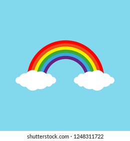 Color Rainbow With Clouds, With Gradient Mesh, Vector Illustration