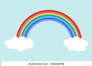 Color Rainbow With Clouds, With Gradient Mesh, Vector Illustration.