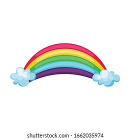 Color Rainbow With Clouds, With Gradient Mesh, Vector Illustration