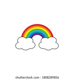 Color Rainbow With Clouds, With Gradient Mesh, Vector Illustration