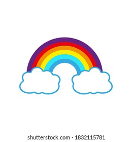 Color Rainbow With Clouds, With Gradient Mesh, Vector Illustration