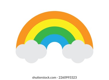 Color Rainbow With Clouds, With Gradient Mesh, Vector Illustration

