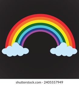 Color Rainbow With Clouds, With Gradient Mesh, Vector Illustration isolated on black background 