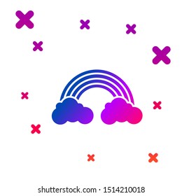 Color Rainbow with clouds icon isolated on white background. Gradient random dynamic shapes. Vector Illustration