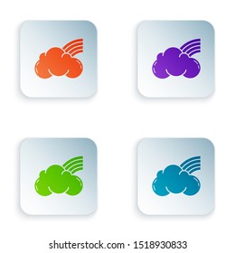 Color Rainbow with clouds icon isolated on white background. Set icons in colorful square buttons. Vector Illustration