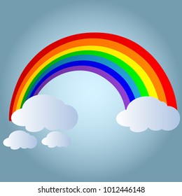 Color Rainbow With Clouds. Vector Illustration