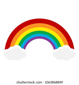 Color Rainbow With Clouds, Vector Illustration