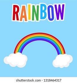 Color rainbow with clouds. Vector illustration
