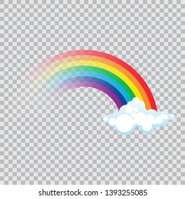 Color rainbow with clouds vector illustration in flat design 