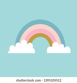 Color Rainbow With Clouds. Vector Illustration