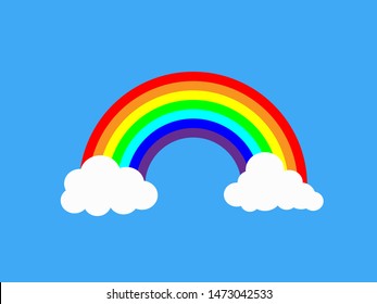 Color Rainbow With Clouds. Vector Illustration