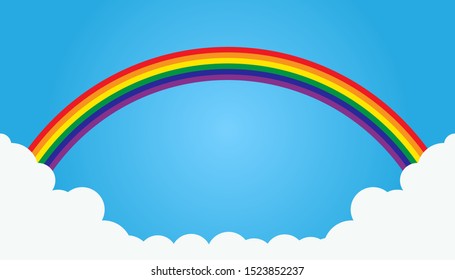 Color Rainbow With Clouds. Vector Illustration