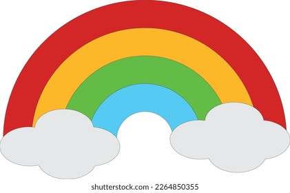 Color Arcoiris Con Nubes, Ilustración vectorial