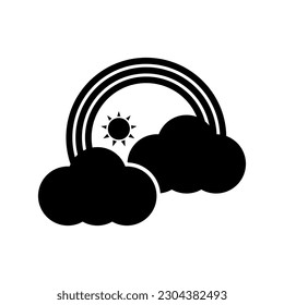 Arcoiris de color con nubes, Ilustración vectorial