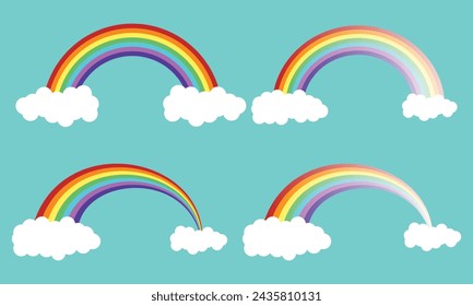 Color Rainbow With Clouds. Vector Illustration