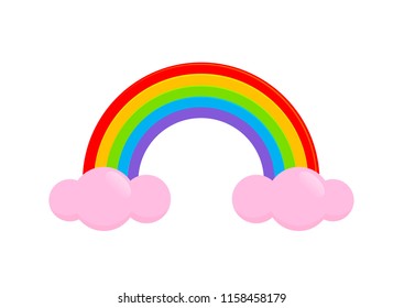 Color rainbow with clouds. Vector stock illustration.