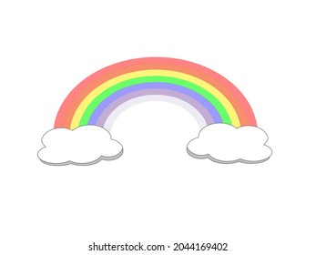 Color Rainbow With Clouds,Vector Illustration