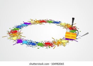 Color rainbow paint splashes for background vector with roller
