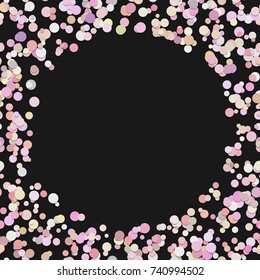 Color random dot background - trendy vector illustration from colorful circles in pink tones with shadow effects on black background
