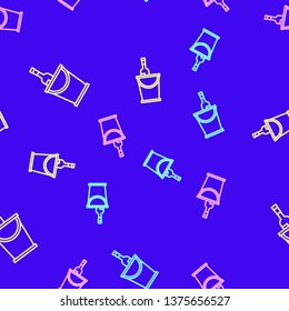 Color random seamless pattern Champagne bottle in a bucket with ice
