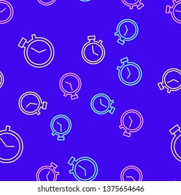Color random seamless pattern Clock icon. Timer icon. Countdown, deadline, schedule, planning symbol.