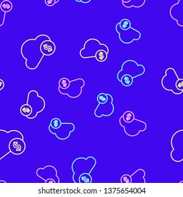 Color random seamless pattern Cloud with money. Profit design