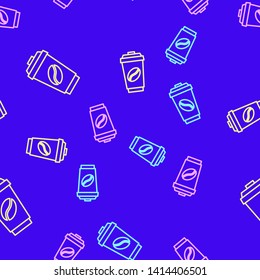 Color random seamless pattern Coffee cup icon. Coffee time