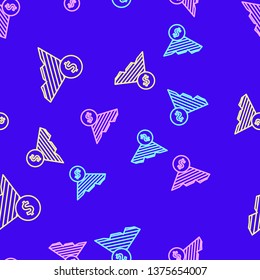 Color random seamless pattern Diagram dollar icon. Graph of rising.