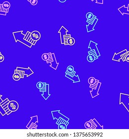 Color random seamless pattern Financial growth icon. Financial business progress arrow up and sign dollar icon