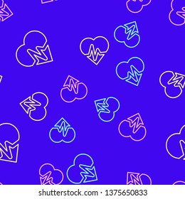 Color random seamless pattern Heartbeat / heart beat pulse vector icon for medical apps and websites
