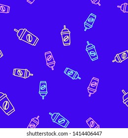 Color random seamless pattern Ice coffee vector illustration. Cold brew