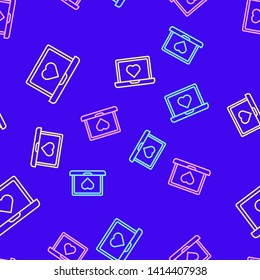 Color random seamless pattern Laptop with heart icon