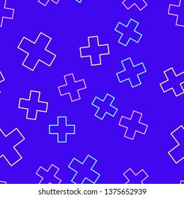 Color random seamless pattern Medical cross icon. Healthcare symbol