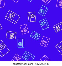 Color random seamless pattern Medical book icon. Health symbol