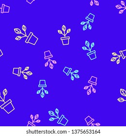 Color random seamless pattern Plant pot concept icon. Flower illustration
