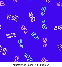 Color random seamless pattern Power cord sign icon. The wire icon. electric plug