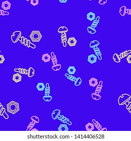 Color random seamless pattern Screw and nut super icon. Screw symbol.