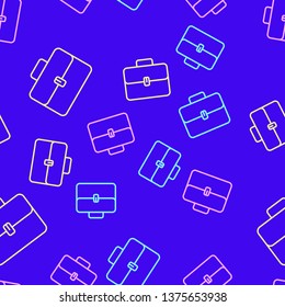Color random seamless pattern Suitcase icon. Briefcase vector illustration