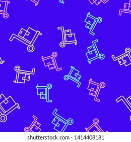 Color random seamless pattern Transportation of parcels. Handcart vector icon